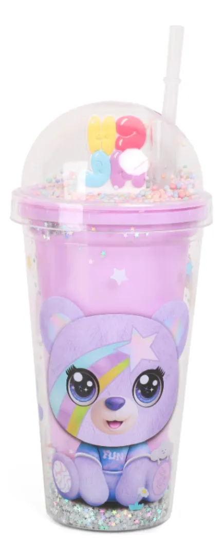 Vaso Acrilico 450ml Con Sorbete Chimola Personajes Color Oso