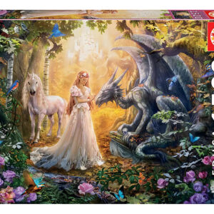 Rompecabezas Educa Dragón, Princesa y Unicornio de 1500 piezas