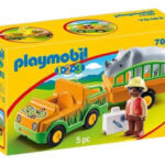 Playmobil 1.2.3 Auto Rescate Del Zoo Rinoceronte Original